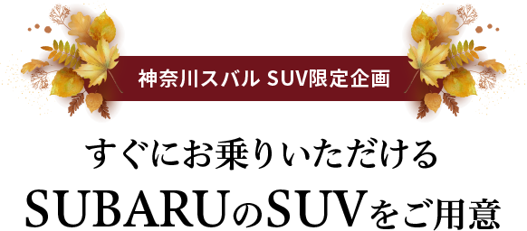 すぐにお乗りいただけるSUBARUのSUVをご用意